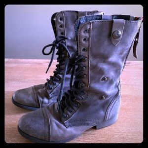 Steve Madden Black Leather Combat Boots